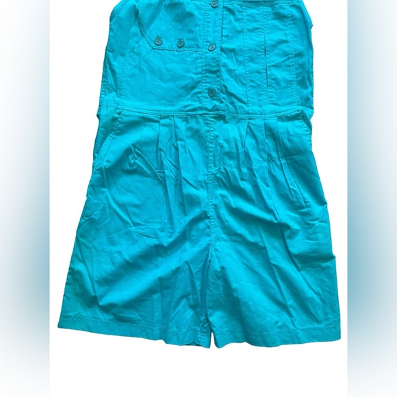 Deadstock NEW Andrea St John Vintage 90s Turquoise Utility Kidcore Cargo Romper - Picture 4 of 7